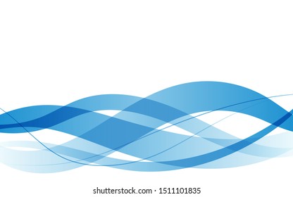 Abstract blue wave lines with smooth background flat style