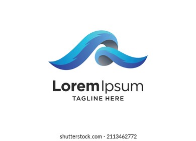 Abstract Blue Wave Logo Design