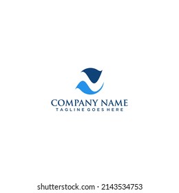 Abstract blue wave logo design minimalist symbol for branding and marketing