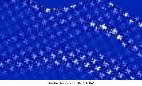 Abstract blue wave with moving dots. Gradient halftone dots background. Vector abstract vintage geometric pattern with circles. Pop art comic texture.