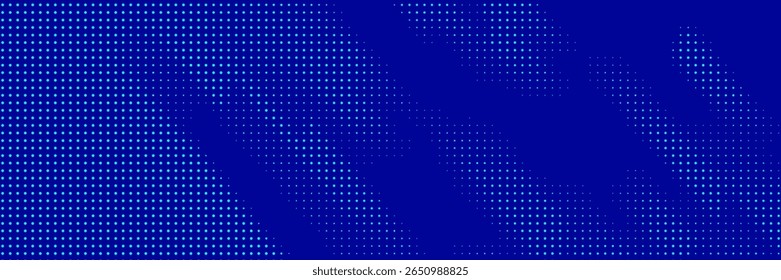 Abstract blue wave with moving dots. Gradient halftone dots background. Vector abstract vintage geometric pattern with circles.