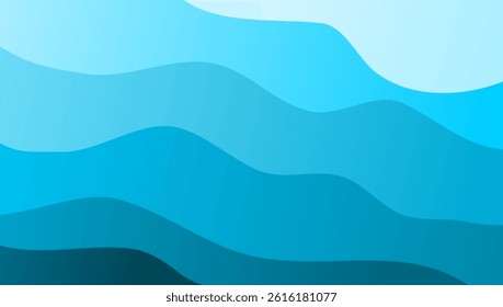 Abstract blue wave ocean design background with blue gradient. Minimalist elegant fluid or liquid design for wallpaper
