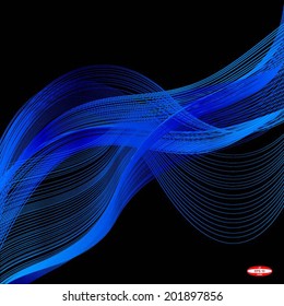 abstract blue wave on black background vector