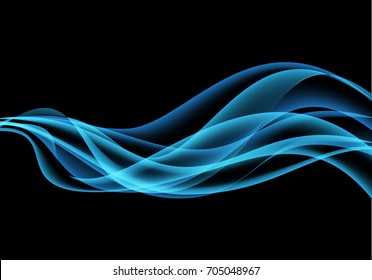Abstract blue wave on black design modern background vector illustration.