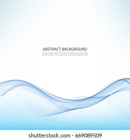 Abstract blue wave on a light background. Design element