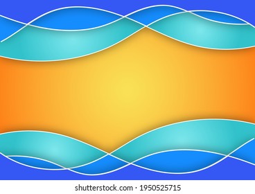 Abstract blue wave on orange gradient background. Summer background concept. Vector illustration