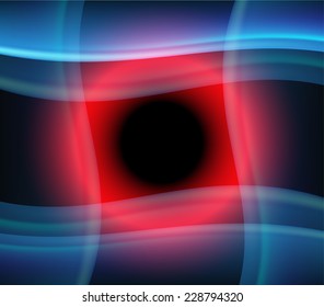 Abstract blue wave on red background
