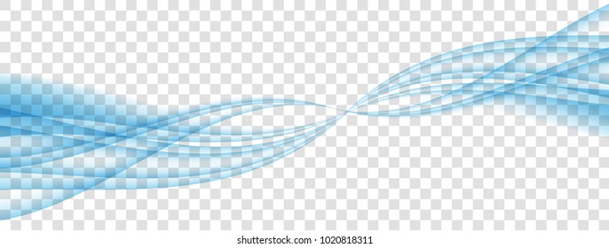 Abstract Blue Wave on transparent background. Vector Illustration. EPS10