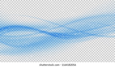 Abstract Blue Wave on transparent Background. Vector Illustration. EPS10