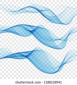 Abstract blue wave on a transparent background in a cage.Set