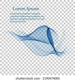 Abstract blue wave  on transparent background. Vector illustration. EPS10