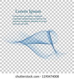 Abstract blue wave  on transparent background. Vector illustration. EPS10