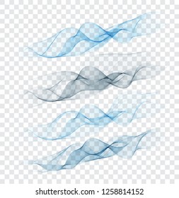 Abstract blue wave on a transparent background in a cage.Set