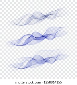 Abstract blue wave on a transparent background in a cage.Set