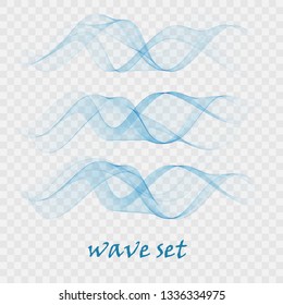 Abstract blue wave on a transparent background in a cage.Set