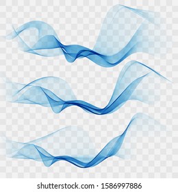 Abstract blue wave on a transparent background in a cage.Set