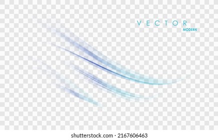 Abstract blue wave on transparent background. Graphic concept for your design