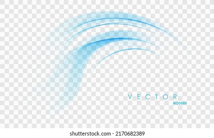 Una onda azul abstracta sobre fondo transparente. Concepto gráfico para su diseño