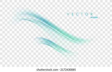 Abstract blue wave on transparent background. Graphic concept for your design