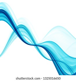 Abstract blue wave on white background
