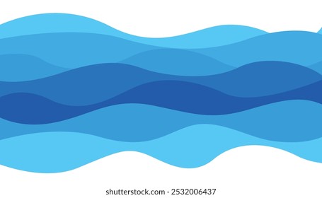 Onda azul Abstractas sobre fondo blanco Ilustración vectorial. Playa de mar. ola de agua abstracta. ola de agua de color azul. diseño de fondo de Vector de capa de onda de mar
