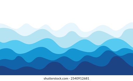 Onda azul abstrata em fundo branco. praia do mar. onda da água abstrata. onda da água da cor azul. camada da onda do mar vetor de fundo projeto. ilustração do vetor