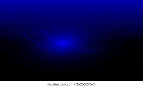 Gradiente de tecnologia de partícula de onda azul abstrata em fundo escuro. Fundo futurista da tecnologia.