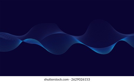 Abstract blue wave pattern on dark background.A simple blue wave graphic.
