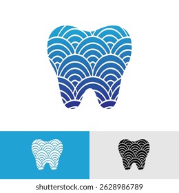Abstract Blue Wave Pattern Tooth Design