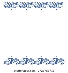Patrones Abstractas de la onda azul, bordes y divisores decorativos inconsútiles del agua del océano