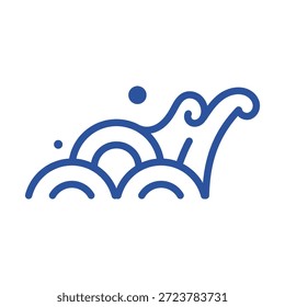 Padrões de ondas azuis abstratos, bordas decorativas e divisórias de água oceânica sem costura