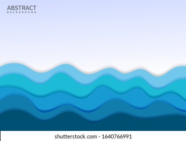 Abstract blue wave sea background. Vector illustration