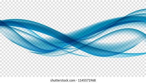 Abstract Blue Wave Set on Transparent  Background. Vector Illustration. EPS10