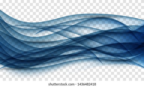 Abstract Blue Wave Set on Transparent  Background. Vector Illustration. EPS10