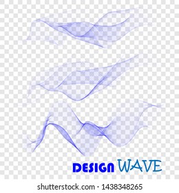 Abstract Blue Wave Set on Transparent Background. Vector Illustration. EPS10