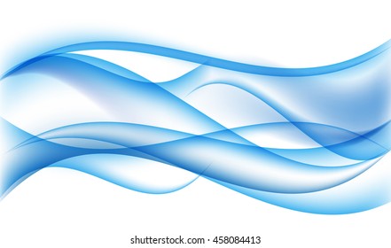 Abstract Blue Wave Set on Transparent  Background. Vector Illustration. EPS10