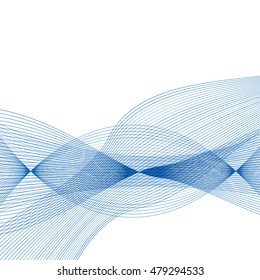 Abstract Blue Wave Set on Transparent Background. Vector Illustration. EPS10