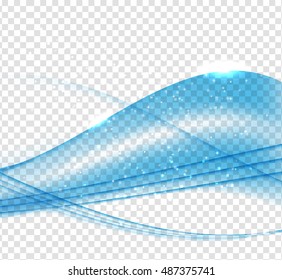 Abstract Blue Wave Set on Transparent Background. Vector Illustration. EPS10