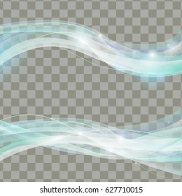 Abstract Blue Wave set on Transparent Background. Vector Illustration