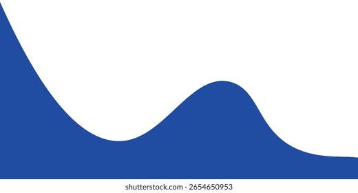 Abstract Blue Wave Shape on a White Background Design