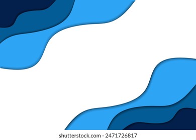 Abstract blue wave shape papercut concept background