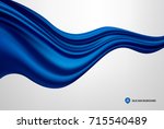 Abstract blue wave silk or satin fabric on white background for grand opening ceremony or other occasion