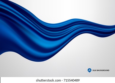 Abstract blue wave silk or satin fabric on white background for grand opening ceremony or other occasion