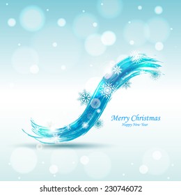 Abstract blue wave snowy blizzard. Christmas vector illustration