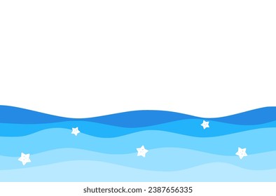 Abstract blue wave with star vector. 