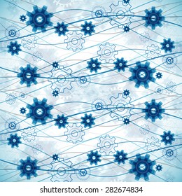 Abstract blue wave technology business template background. Vector