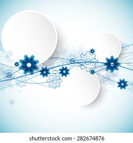 Abstract blue wave technology business template background. Vector