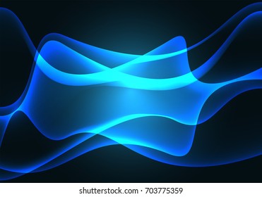 Abstract blue wave technology on black background vector illustration.