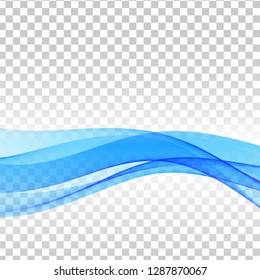Abstract blue wave transparent background