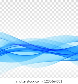 Abstract blue wave transparent background vector
